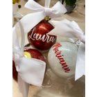 Csillámló üveg karácsonyi gömb 6 cm egyedi felirattal