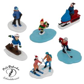 Téli sportoló figurák 6 db-os szett