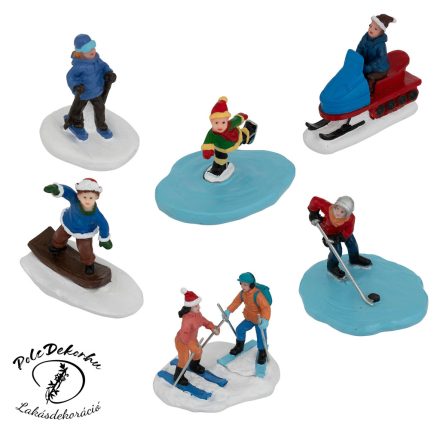 Téli sportoló figurák 6 db-os szett